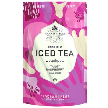 Harney & Sons Tangy Raspberry Iced Tea, Fresh Brew, Brews up to 30 Quarts, 15 Count